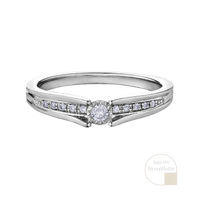 Bague de mariage pour femme en or blanc 10K avec diamants 0.10 carat (DX820W)