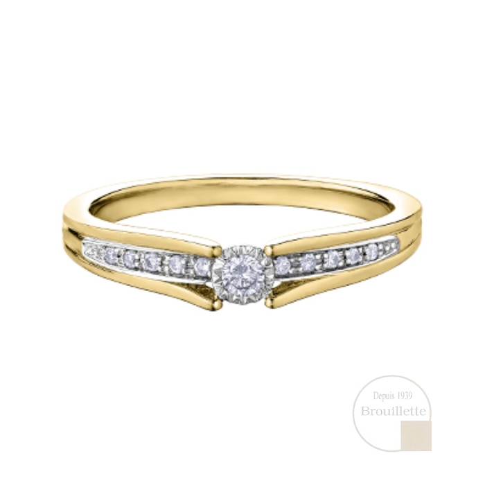 Bague de mariage pour femme en or jaune 10K avec diamants 0.10 carat (DX820YW)