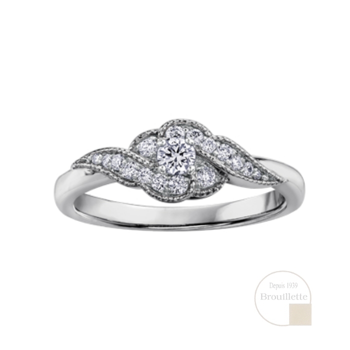 Bague de mariage pour femme en or blanc 10K avec diamants 0.25 carat (AM308W25)