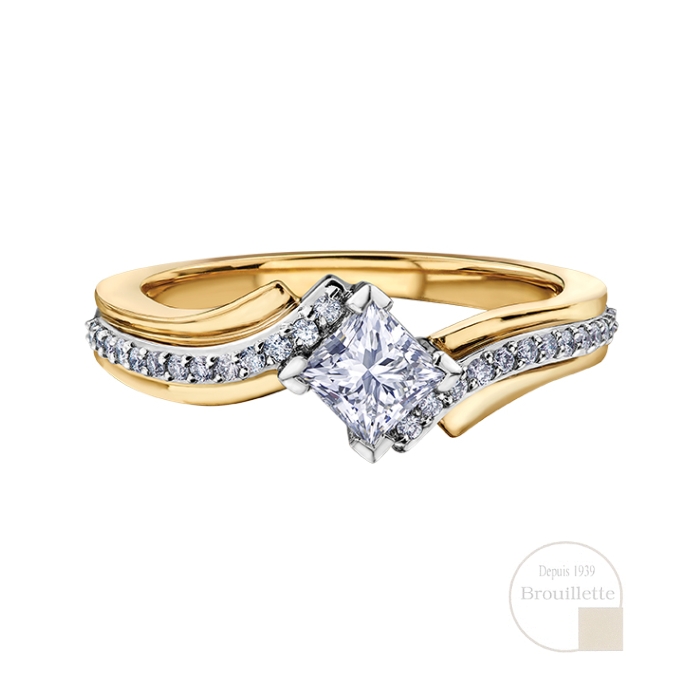 Bague de mariage en or jaune et or blanc 14K avec diamants 0.63 carat (AM332YW63)