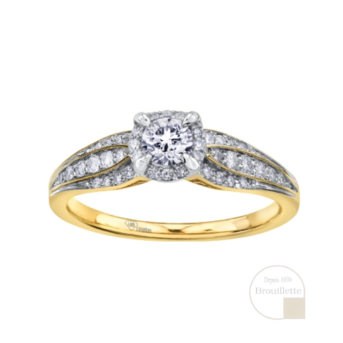 Bague de mariage pour femme en or jaune et or blanc 14K avec diamants 0.50 carat (AM334YW50)