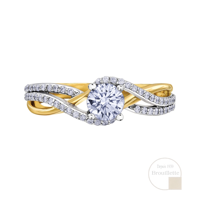 Bague de mariage pour femme en or jaune et or blanc 14K  avec diamants 0.70 carat (AM345W70)