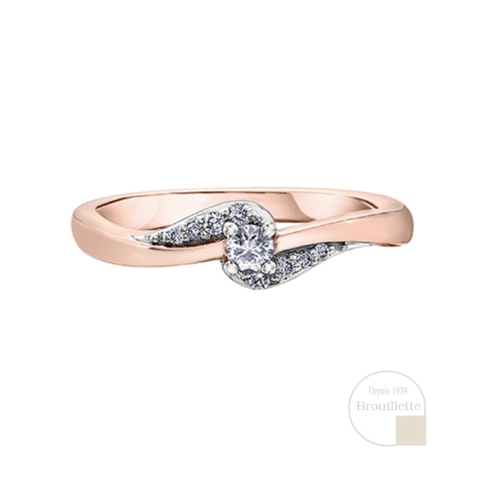 Bague de mariage pour femme en or rose 10K avec diamants 0.15 carats (AM357)