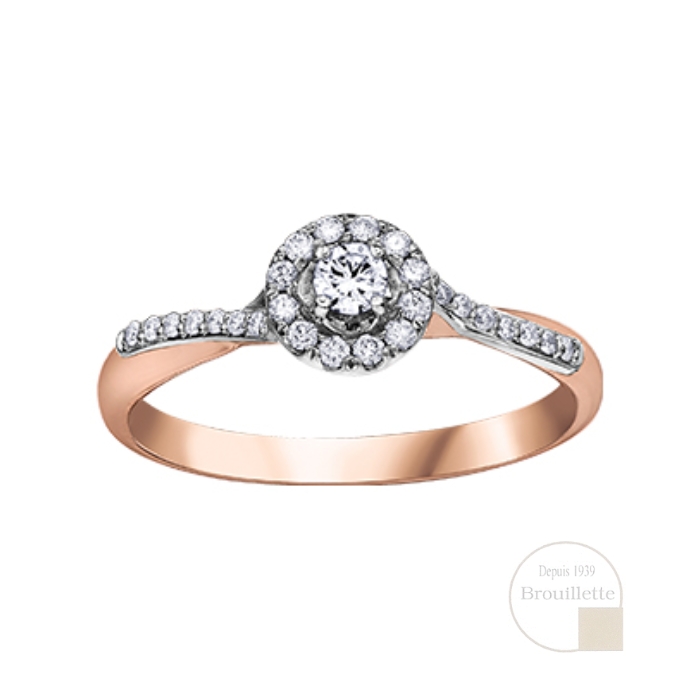 Bague de mariage en or rose et or blanc 10K avec diamants 0.25 carat (AM398RW25)