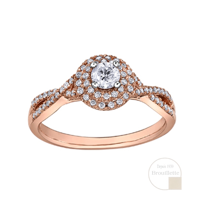 Bague de mariage en or rose 10K avec diamants 0.43 carat (AM415R43)