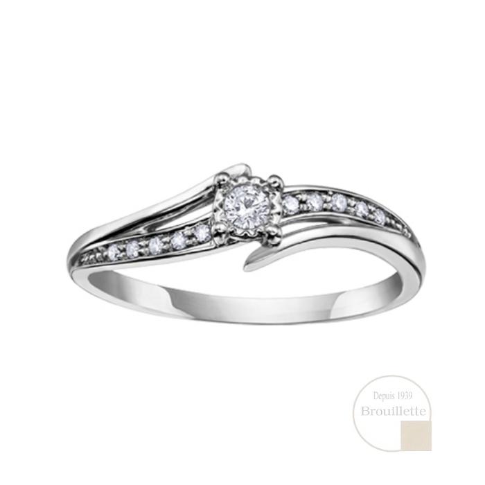 Bague de mariage pour femme en or blanc 10K avec diamants 0.10 carat (DD2611)