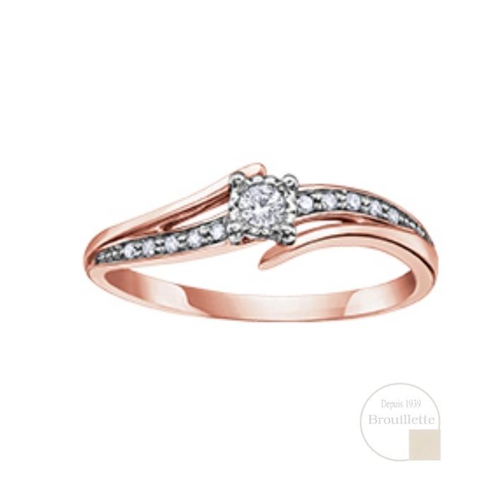 Bague de mariage pour femme en or rose 10K avec diamants 0.10 carat (DD2611R)