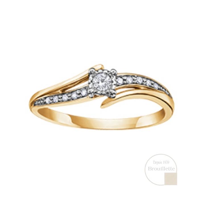 Bague de mariage pour femme en or  jaune 10K avec diamants 0.10 carats (DD2611Y)