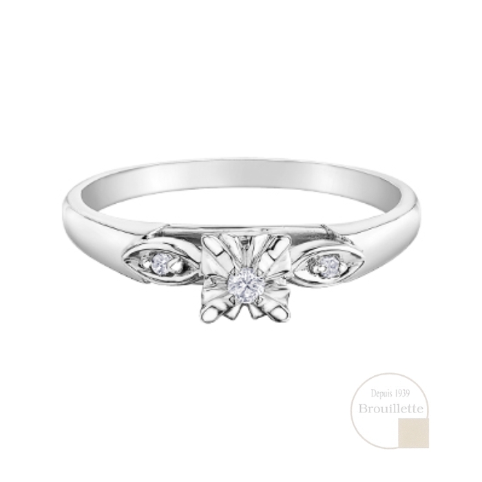 Bague de mariage pour femme en or blanc 10K avec diamants 0.045 carat (DD7533)