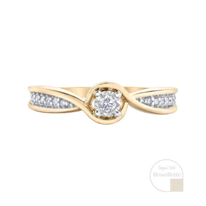 Bague de mariage en or jaune et or blanc 10K avec diamants 0.12 carat (DD7535)