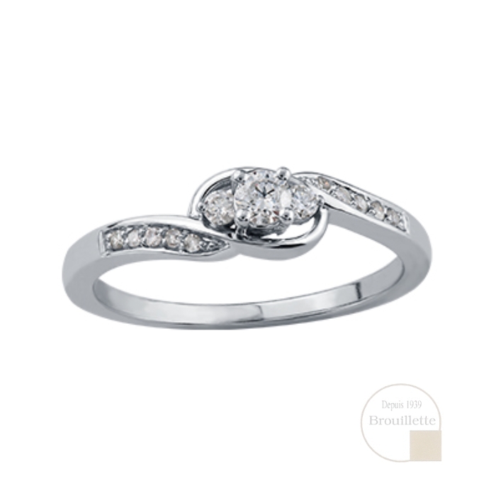 Bague de mariage en or blanc 10K avec diamants 0.20 carat (DX653W20)