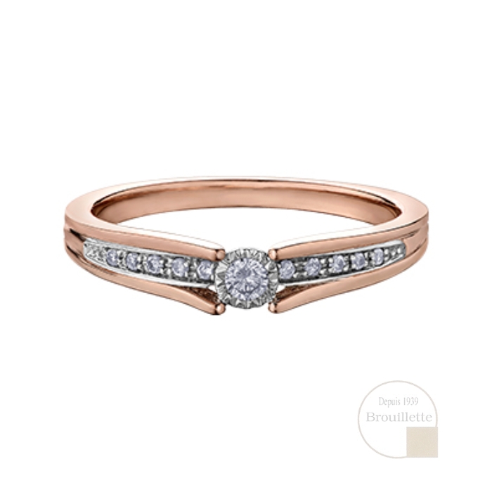 Bague de mariage pour femme en or rose 10K avec diamants 0.10 carat (DX820RW)