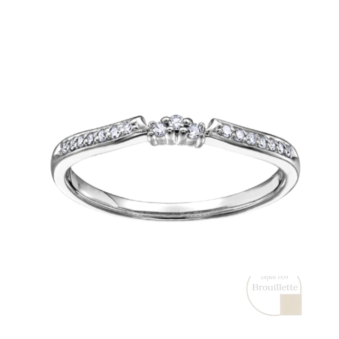 Jonc de mariage pour femme en or blanc 10K avec diamants 0.079 carat (DD2610)
