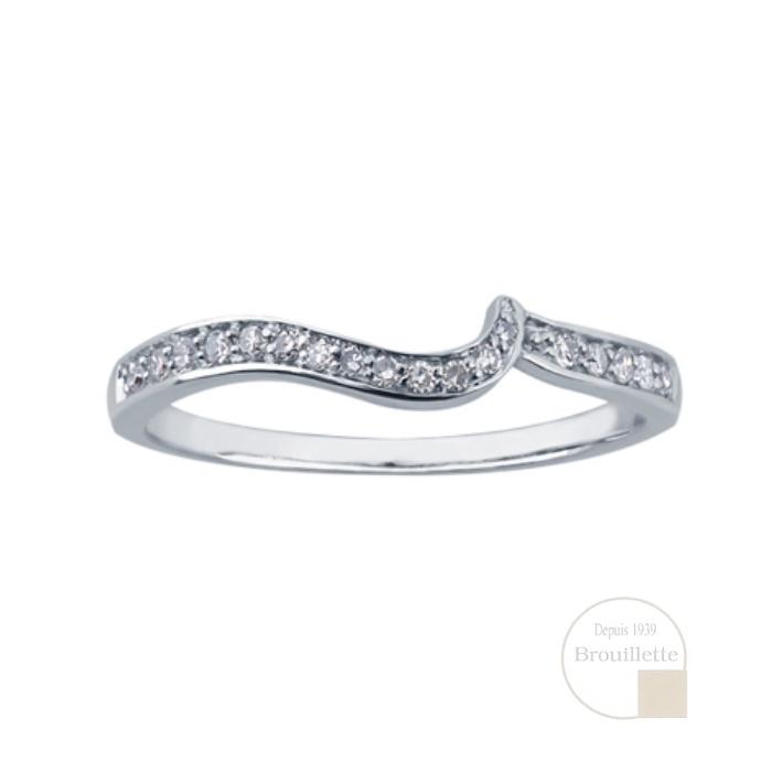 Jonc de mariage pour femme en or blanc 10K avec diamants 0.11carat (DD2796)