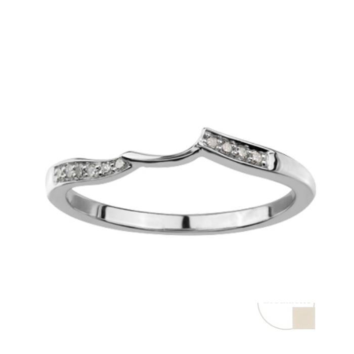 Jonc de mariage pour femme en or blanc 10K avec diamants 0.05 carat (DD2826)
