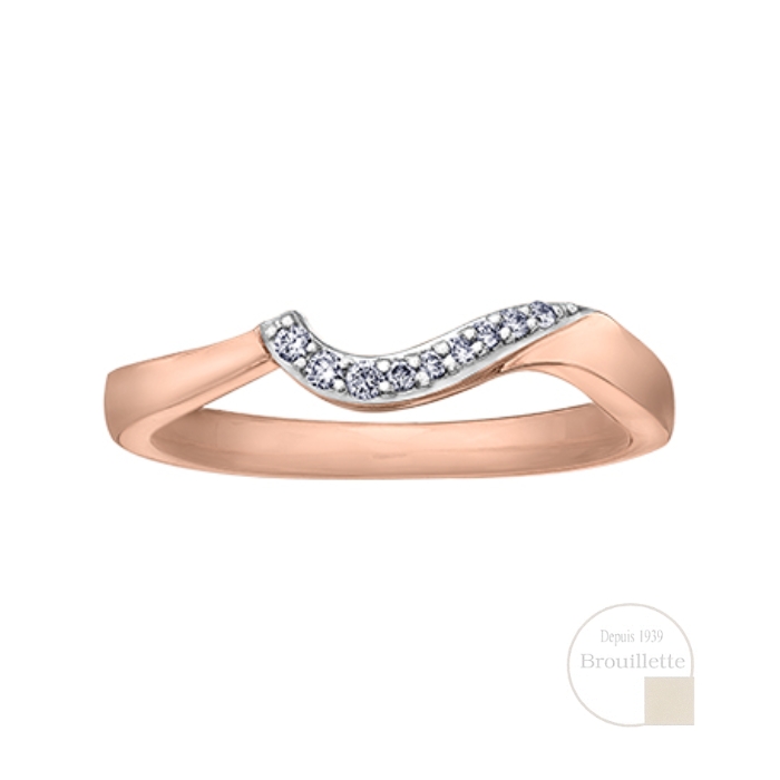 Jonc de mariage pour femme en or rose 10K avec diamants 0.06 carat (DD3038)