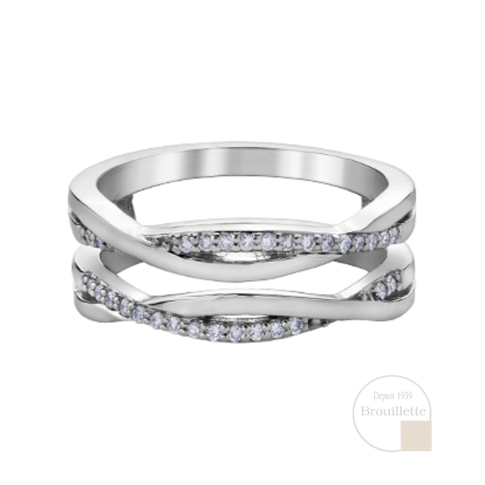 Jonc de mariage pour femme en or blanc 10K avec diamants 0.15   carat (DD7376)