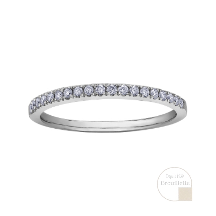 Jonc de mariage pour femme en or blanc 10K avec diamants 0.16 carat (DD7378)