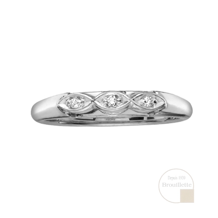 Jonc de mariage pour femme en or blanc 10K avec diamants 0.03 carat (DD7532)