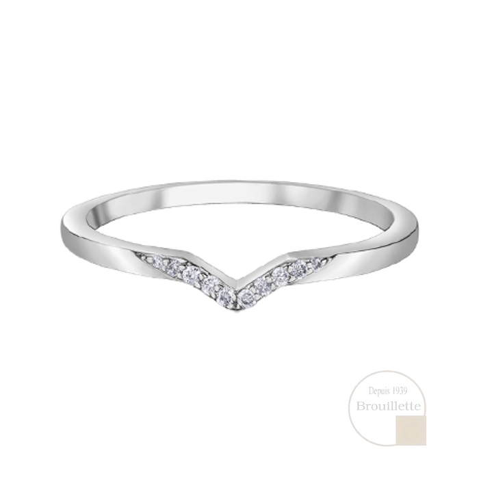 Jonc de mariage pour femme en or blanc 10K avec diamants 0.045 carat (DD7938)