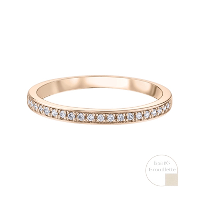 Jonc de mariage pour femme en or rose 10K avec diamants 0.10 carat (DX534R10)