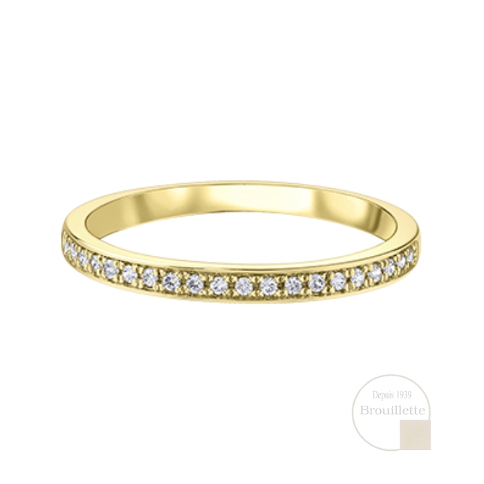 Jonc de mariage pour femme en or jaune 10K avec diamants 0.10 carats (DX534Y10)