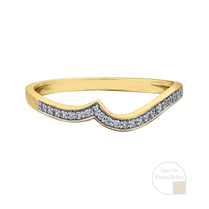 Jonc de mariage pour femme en or jaune 10K avec diamants 0.088 carat (DX693Y)