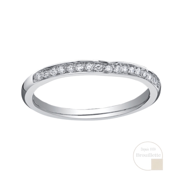 Jonc de mariage pour femme en or blanc 14K avec diamants 0.10 carat (R1848WDWG/50)
