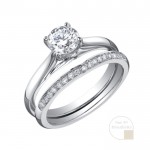 Jonc de mariage pour femme en or blanc 14K avec diamants 0.10 carat (R1848WDWG/70)