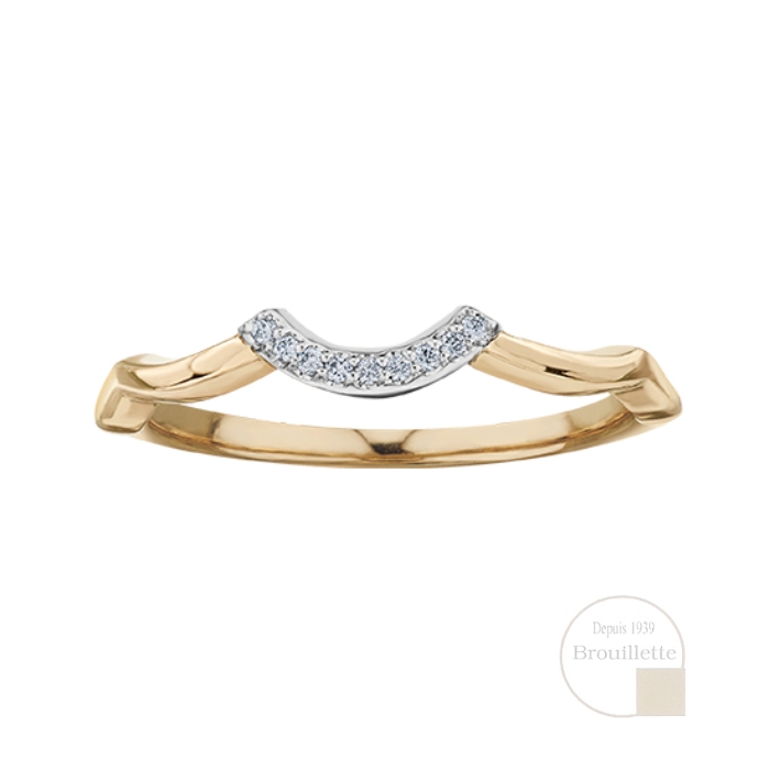 Jonc de mariage pour femme en or jaune et blanc 14K avec diamants 0.03 carat (R30007WDYW-50)