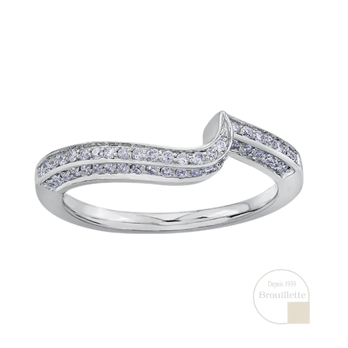 Jonc de mariage pour femme en or blanc 14K avec diamants 0.219 carat (R30020WDWG-60)