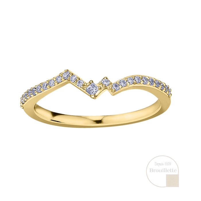 Jonc de mariage pour femme en or jaune 14K avec diamants 0.13 carat (R30021WD-63)