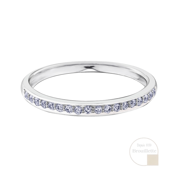 Jonc de mariage pour femme en or blanc 14K avec diamants 0.15 carat (R30032WDWG-58)