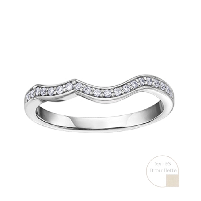 Jonc de mariage pour femme en or blanc 10K avec diamants 0.12 carat (R30078WDWG/25-10)