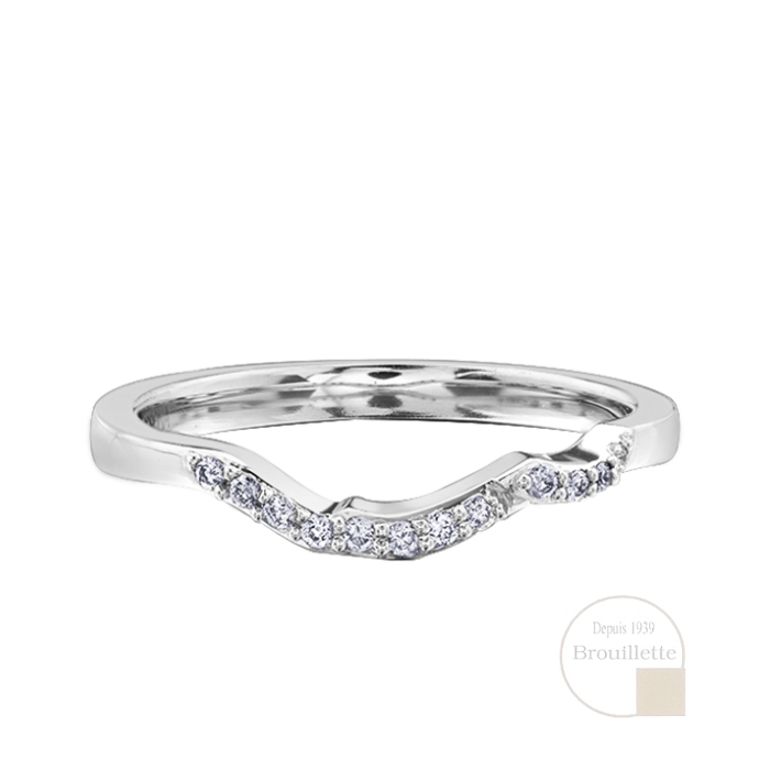 Jonc de mariage pour femme en or blanc 10K avec diamants 0.07 carat (R30088WDWG/25-10)