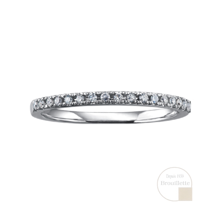 Jonc de mariage pour femme en or blanc 10K avec diamants 0.11 carat (R30170WDWG/20-10)