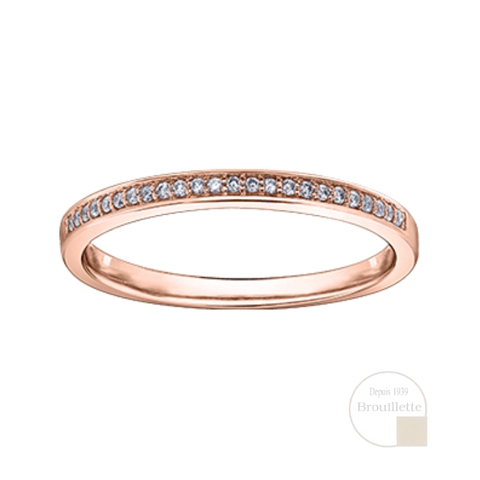 Jonc de mariage pour femme en or rose 10K avec diamants 0.08 carat (R30388WDRG/20-10)
