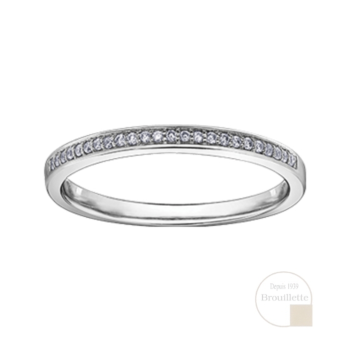 Jonc de mariage pour femme en or blanc 10K avec diamants 0.08 carat (R30400WDWG/13-10)
