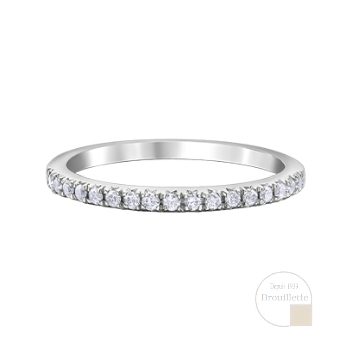 Jonc de mariage pour femme en or blanc 18K avec diamants 0.17 carat (R3769WDWG-18)