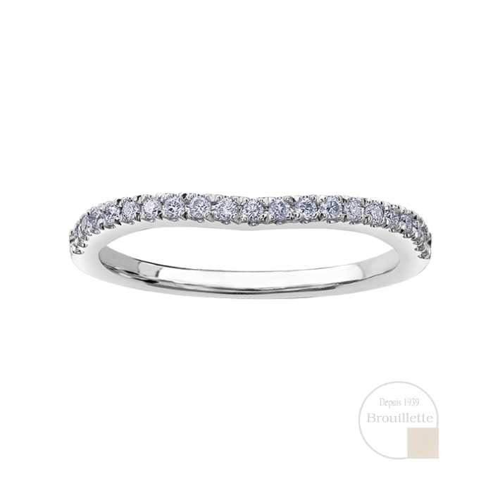 Jonc de mariage pour femme en or blanc 14K avec diamants 0.16 carat (R3993WDWG-85)