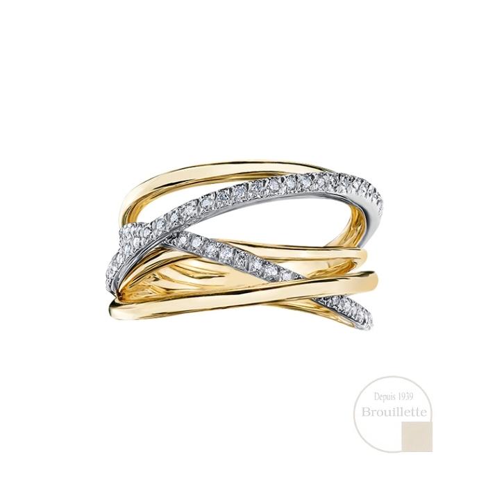 Jonc à diamants pour femme en or jaune et blanc 10K avec diamants 0.25 carats (DD2721)