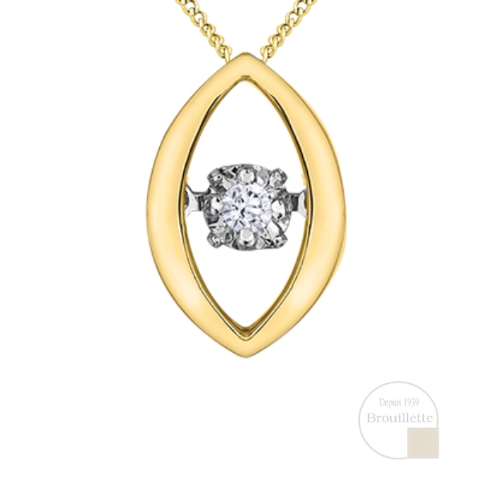 Pendentif pour femme en or jaune 10K avec diamant 0.02 carat (DD3033)