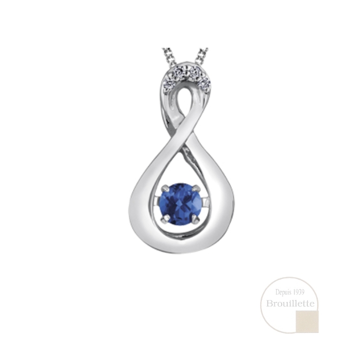 Pendentif pour femme en or blanc 10K avec saphir bleu et diamants (DX666WSA)