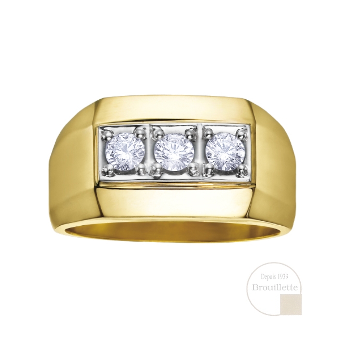 Bague pour homme en or jaune 10K avec diamants 0.50 carat (DD1858)