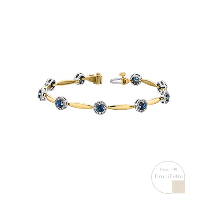 Bracelet pour femme en or jaune et or blanc 10K avec saphirs et diamants 0.50 carat (DD553)