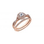 Bague de mariage en or rose 10K avec diamants 0.43 carat (AM415R43)