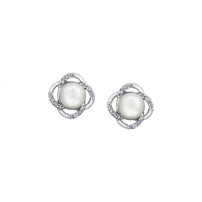 Boucles d'oreilles à diamants et perles