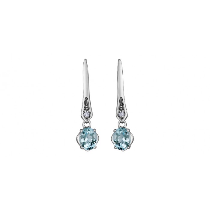 Boucles d'oreilles à diamants et aquamarines