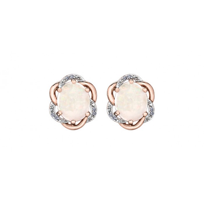 Boucles d'oreilles opale et diamants