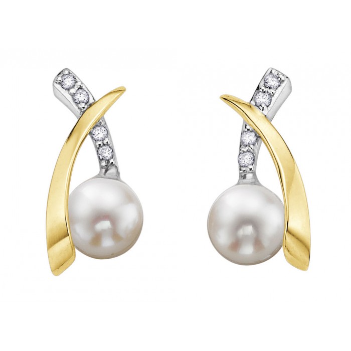 Boucles d'oreille à diamants et perles